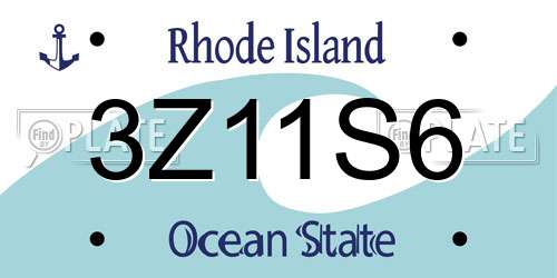 3Z11S6 Rhode Island License Plate