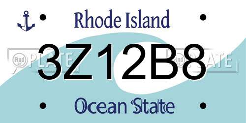 3Z12B8 Rhode Island License Plate