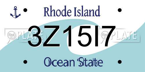3Z15I7 Rhode Island License Plate