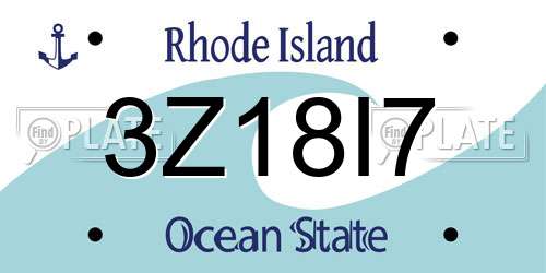 3Z18I7 Rhode Island License Plate