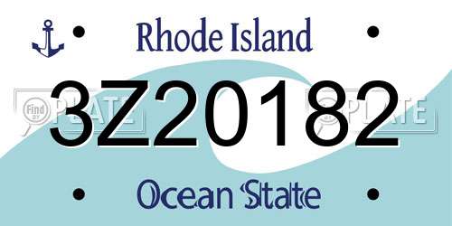 3Z20182 Rhode Island License Plate