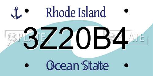 3Z20B4 Rhode Island License Plate