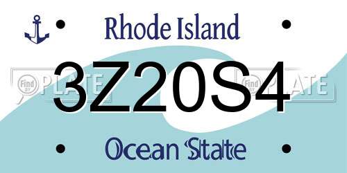 3Z20S4 Rhode Island License Plate