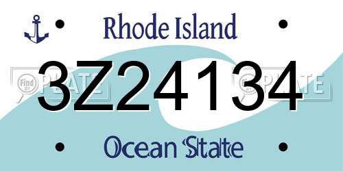3Z24134 Rhode Island License Plate