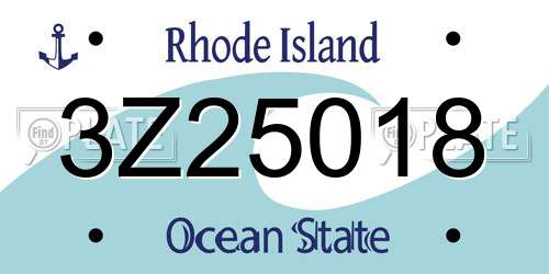 3Z25018 Rhode Island License Plate