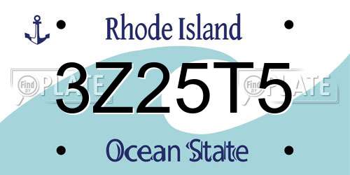 3Z25T5 Rhode Island License Plate