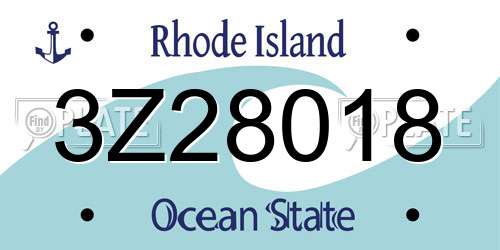 3Z28018 Rhode Island License Plate