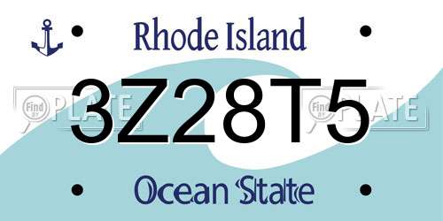 3Z28T5 Rhode Island License Plate