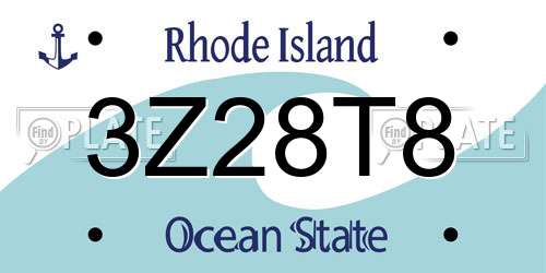 3Z28T8 Rhode Island License Plate