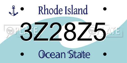 3Z28Z5 Rhode Island License Plate