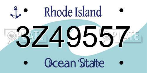 3Z49557 Rhode Island License Plate