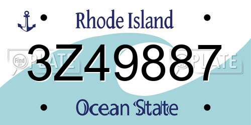 3Z49887 Rhode Island License Plate