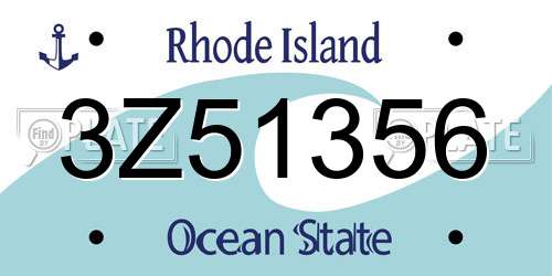 3Z51356 Rhode Island License Plate