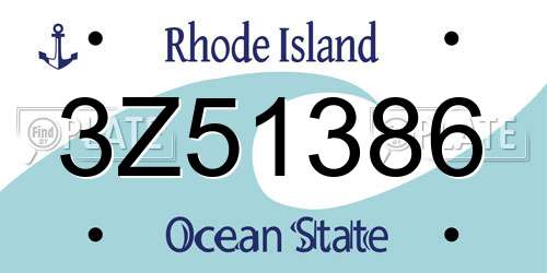 3Z51386 Rhode Island License Plate