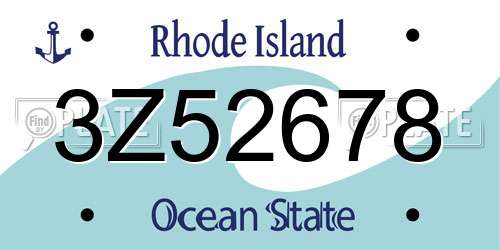 3Z52678 Rhode Island License Plate