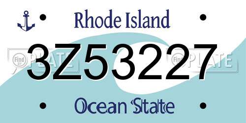 3Z53227 Rhode Island License Plate