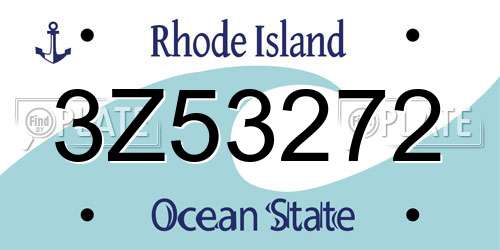 3Z53272 Rhode Island License Plate