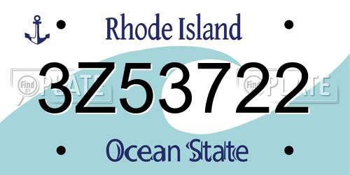 3Z53722 Rhode Island License Plate