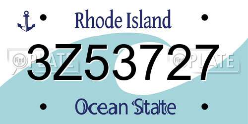 3Z53727 Rhode Island License Plate
