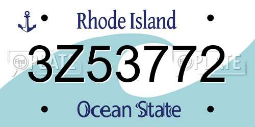 3Z53772 Rhode Island License Plate