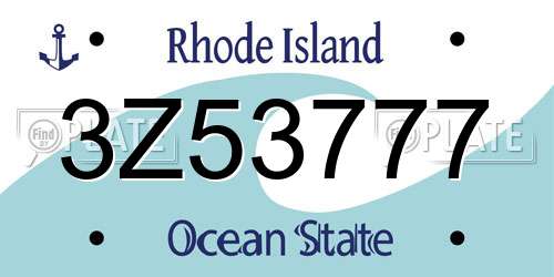 3Z53777 Rhode Island License Plate