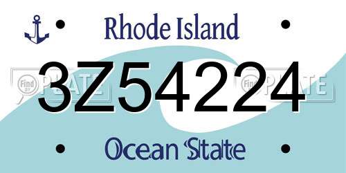 3Z54224 Rhode Island License Plate