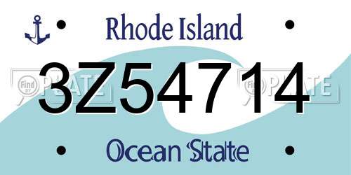 3Z54714 Rhode Island License Plate