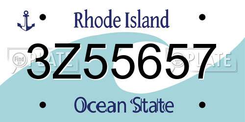 3Z55657 Rhode Island License Plate