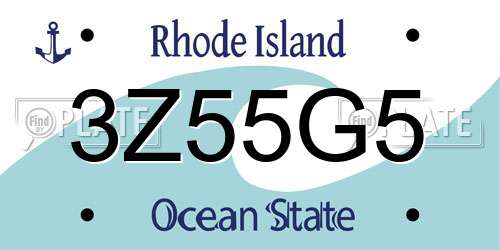 3Z55G5 Rhode Island License Plate