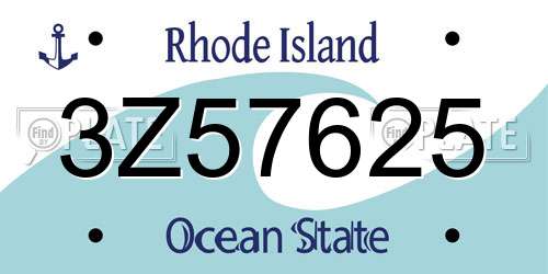 3Z57625 Rhode Island License Plate