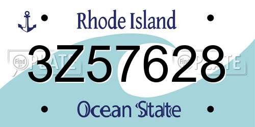 3Z57628 Rhode Island License Plate