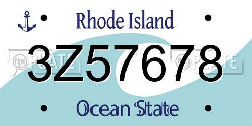 3Z57678 Rhode Island License Plate