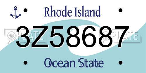 3Z58687 Rhode Island License Plate