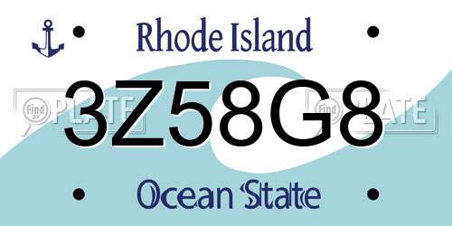 3Z58G8 Rhode Island License Plate
