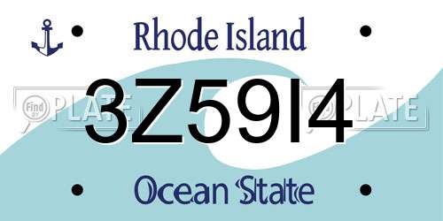 3Z59I4 Rhode Island License Plate