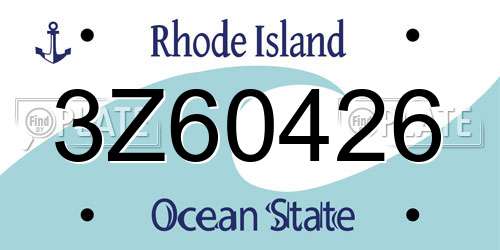 3Z60426 Rhode Island License Plate