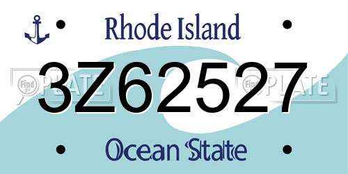 3Z62527 Rhode Island License Plate