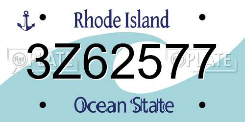 3Z62577 Rhode Island License Plate
