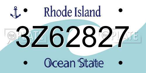 3Z62827 Rhode Island License Plate