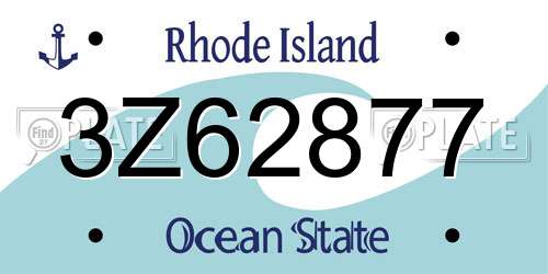 3Z62877 Rhode Island License Plate
