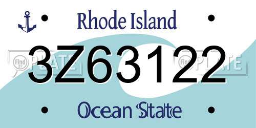 3Z63122 Rhode Island License Plate