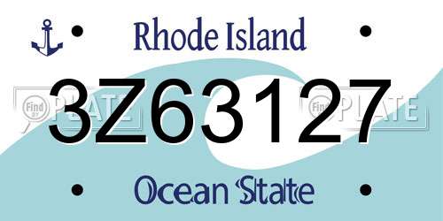 3Z63127 Rhode Island License Plate