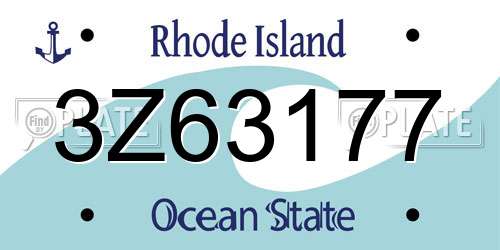 3Z63177 Rhode Island License Plate
