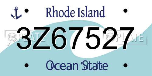 3Z67527 Rhode Island License Plate
