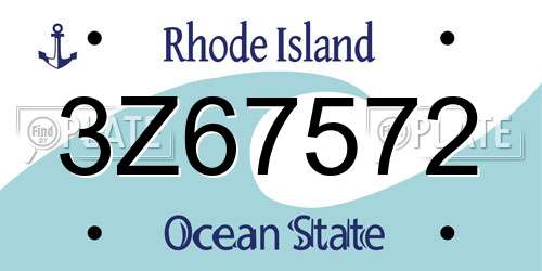 3Z67572 Rhode Island License Plate