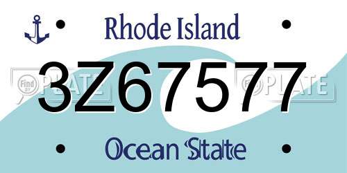 3Z67577 Rhode Island License Plate