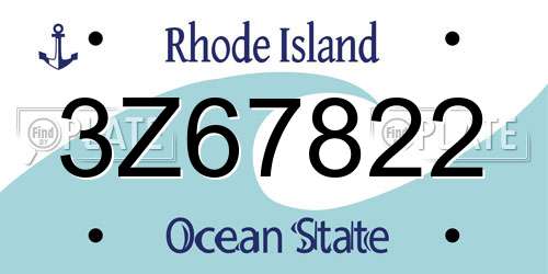 3Z67822 Rhode Island License Plate