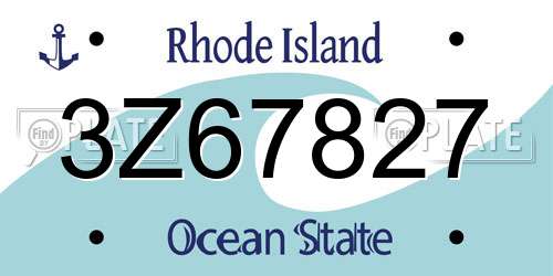 3Z67827 Rhode Island License Plate