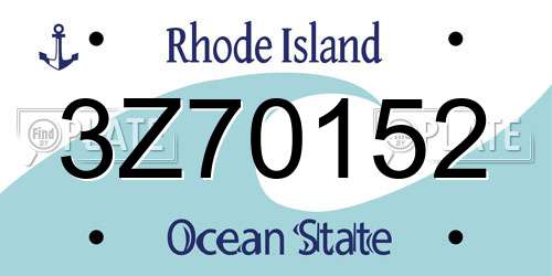 3Z70152 Rhode Island License Plate