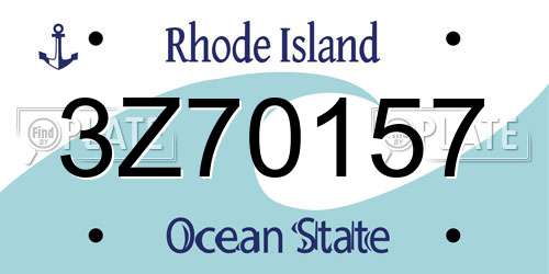 3Z70157 Rhode Island License Plate